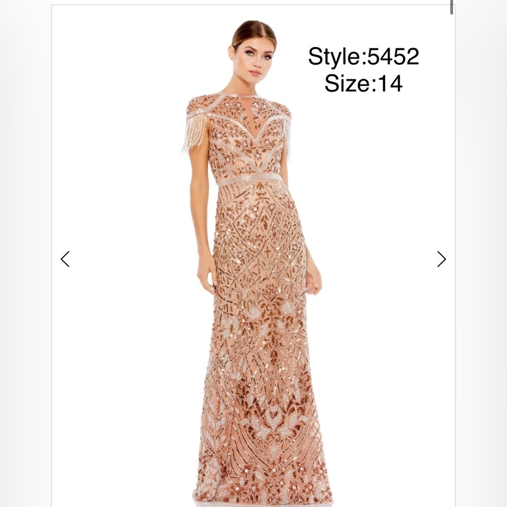 Copper fully embellished column gown